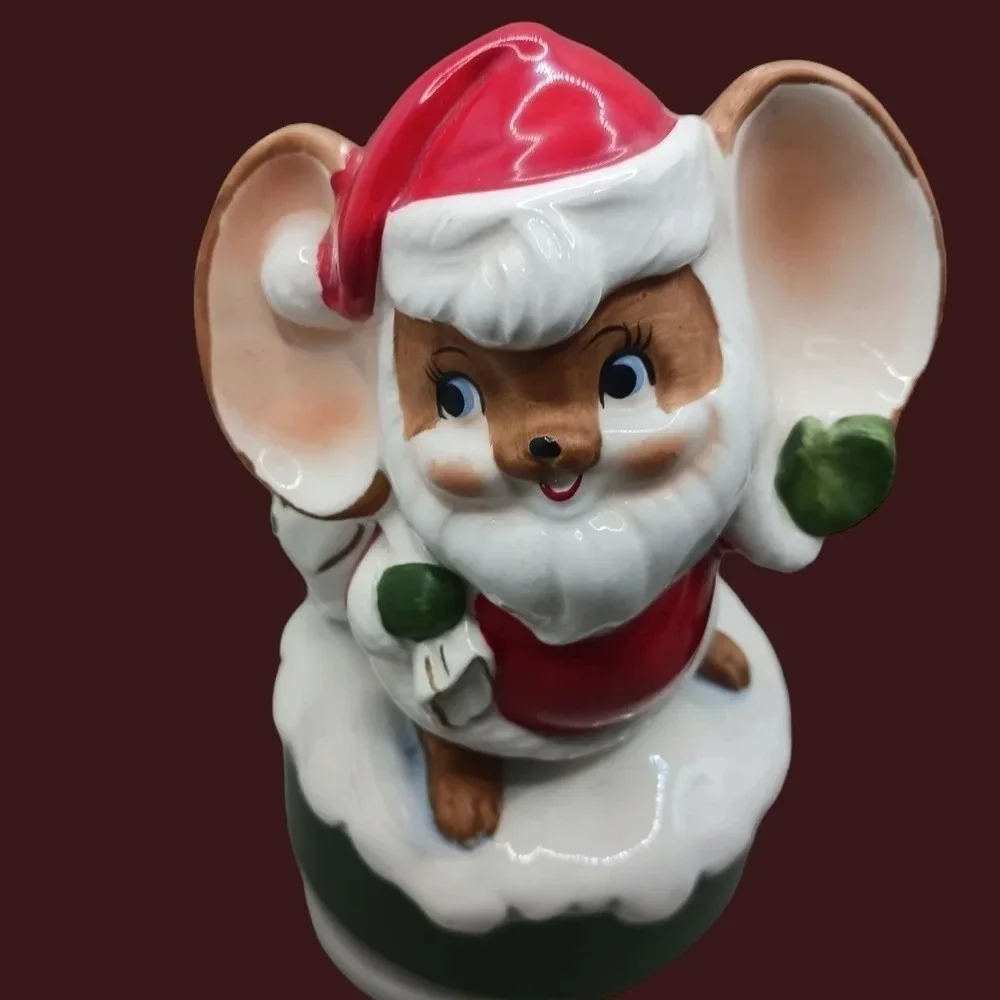 Vtg christmas mice santa musical play set of 2